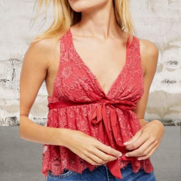 Free People Tops - Free People NWT Chante Lace Tie-Front Tank Top in Medium